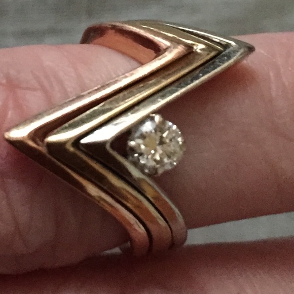 Unusual 14 kt wedding set - Picture 4 of 6